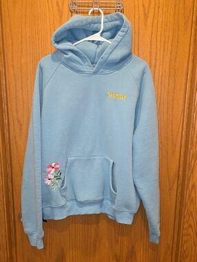Light Blue Floral Pocket Hoodie
